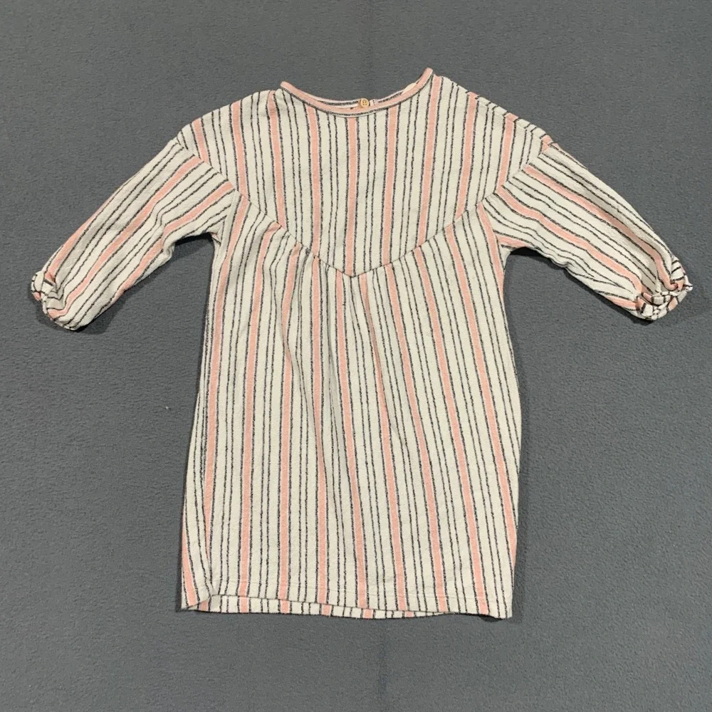 Zara Girls Striped Dress Pink Beige‎ Black Size 5 Made in Turkey